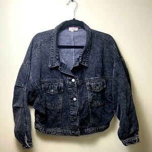 Andree Women's Black Cropped Denim Jacket Size Large